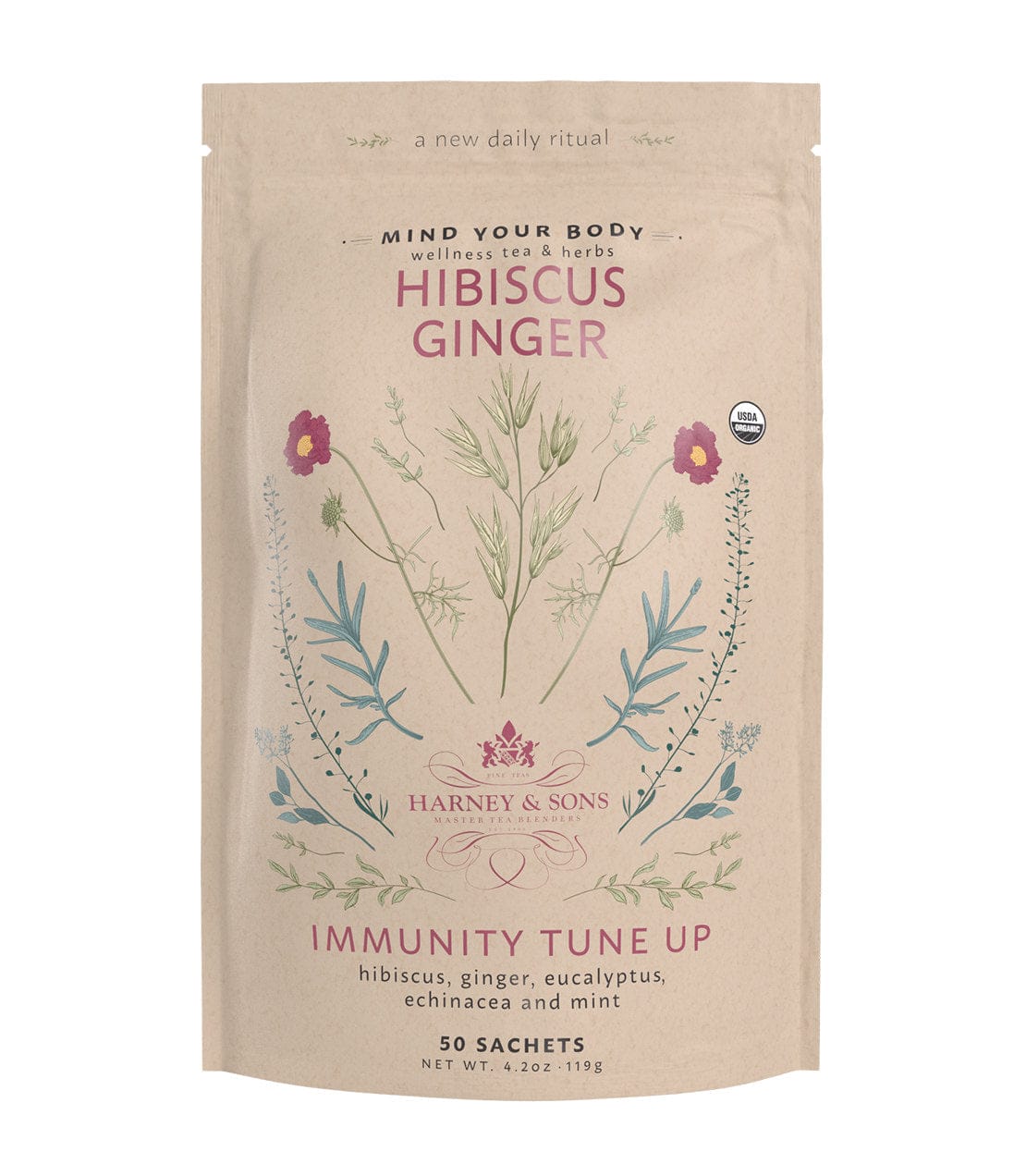 Organic Hibiscus Ginger, Bag of 50 Sachets image